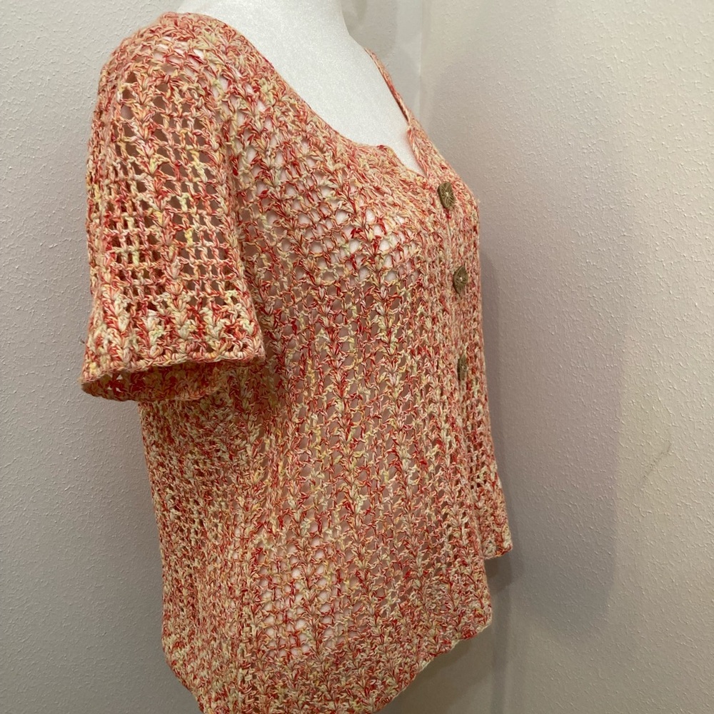 NWT JH Collectibles Multicolor Crocheted Button Down Shrug/ Cardigan/ Top XL - Picture 3 of 8